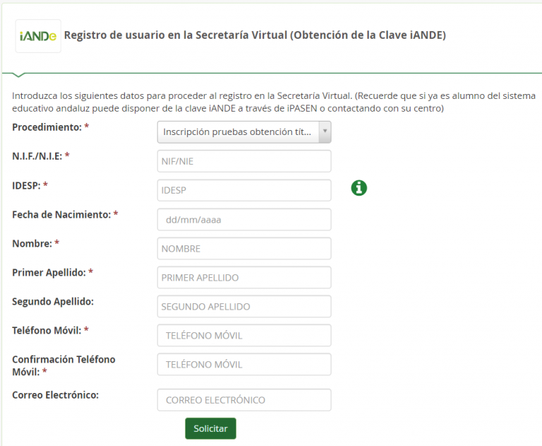 Conseguir clave IANDE IES LA JANDA